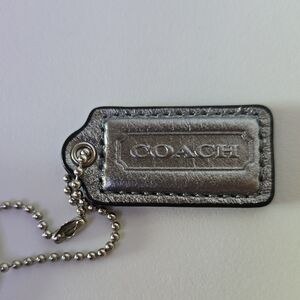 Coach Metallic Silver Tag Keychain